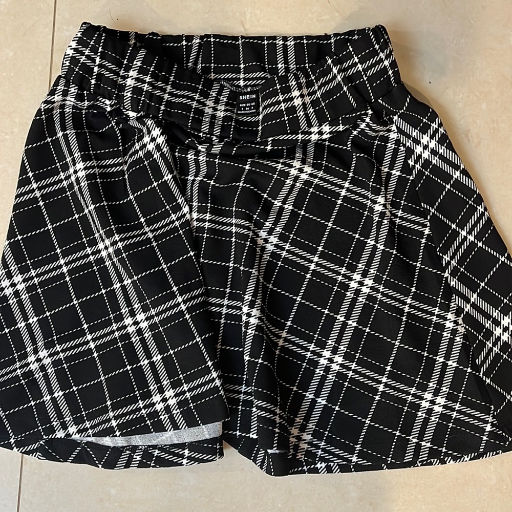 Black and white plaid mini skirt